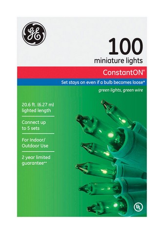 64423 100 Count Green Constant On Mini String Light Set