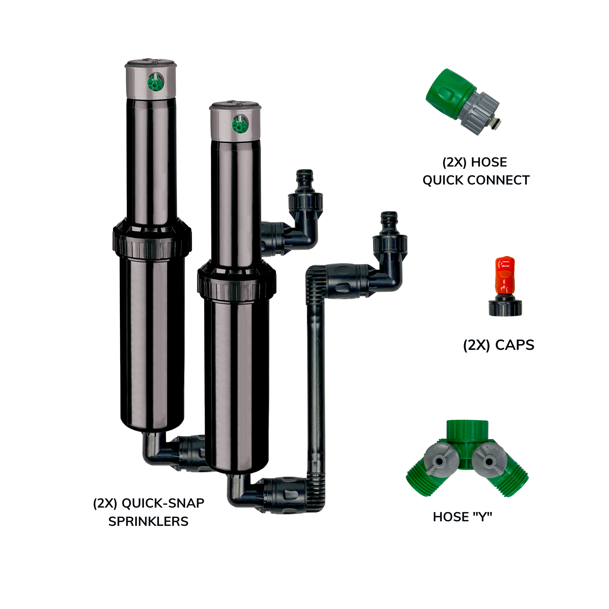 Autowater QSK-742 Quick Snap in Ground 5 in. Pop Up Adjustable Sprinkler with Quick Hose Connectors & Splitter, Pack of 2