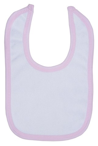 1024pnk 2-ply Terry White With Pink Trim Infant Bib, 12 X 7 In.