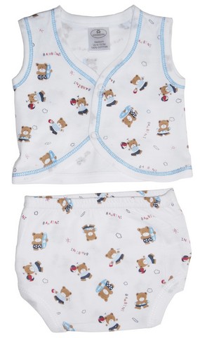 232 M Boys Boys Diaper Shirt & Training Panty, Assorted Blue Or Pink Prints - Medium