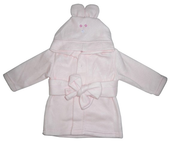 965p Fleece Robe Pastel With Rabbit Ears Hoodie, Pink - One Size
