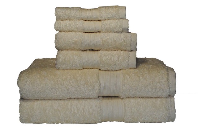 Egyptian Majestic Oversized Heavy Weight Cotton Towel Set, Rich Cream - 6 Piece