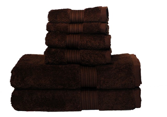 0353163220 Egyptian Majestic Heavy Weight Cotton 6 Piece Towel Set - Brown Sugar