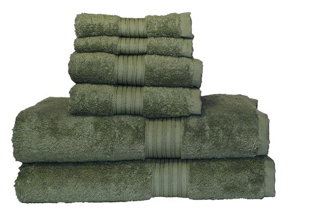 0353163240 Egyptian Majestic Heavy Weight Cotton 6 Piece Towel Set - Moss Green
