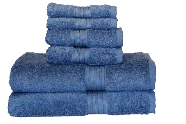 0353163250 Egyptian Majestic Heavy Weight Cotton 6 Piece Towel Set - Serenity Blue