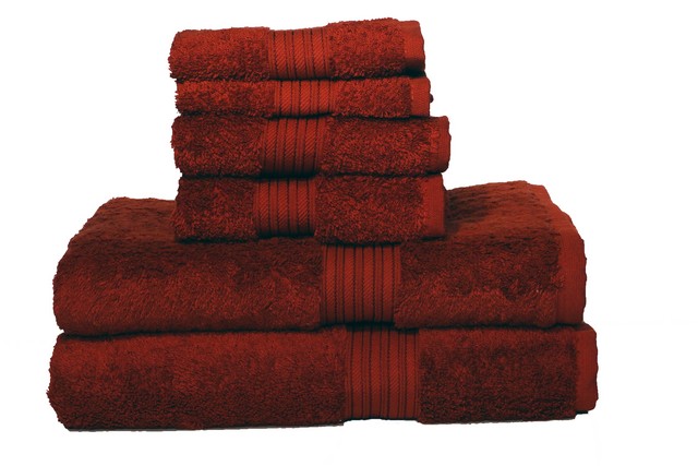 0353163260 Egyptian Majestic Heavy Weight Cotton 6 Piece Towel Set - Red
