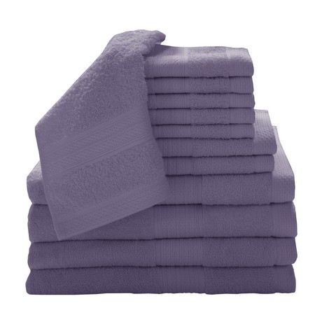 0353262400 100 Percent Cotton 12 Piece Luxury Towel Set - Plum