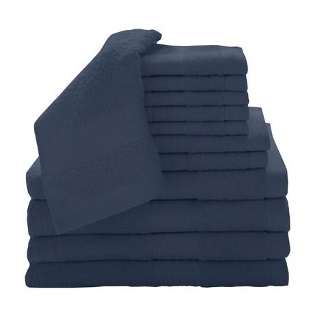 0353262410 100 Percent Cotton 12 Piece Luxury Towel Set - Cobalt