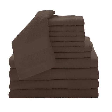 0353262430 100 Percent Cotton 12 Piece Luxury Towel Set - Espresso