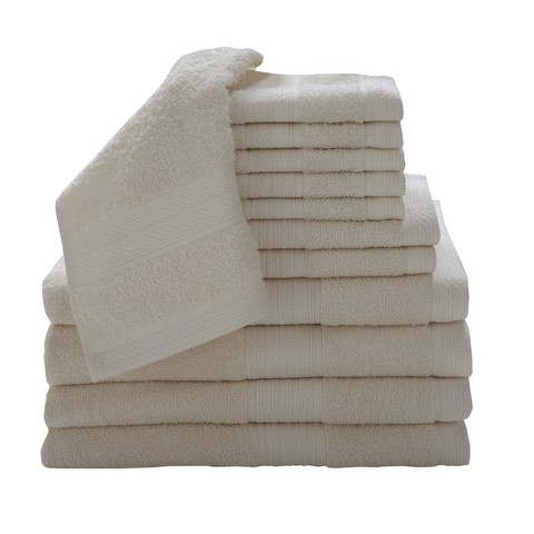 0353262440 100 Percent Cotton 12 Piece Luxury Towel Set - Neutral