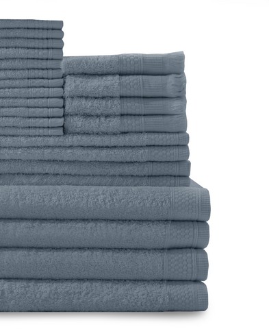 0353624300 100 Percent Cotton Complete 24 Piece Towel Set - Smoke Blue