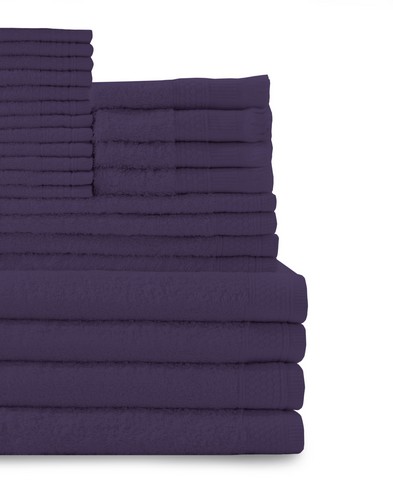 0353624330 100 Percent Cotton Complete 24 Piece Towel Set - Deep Plum