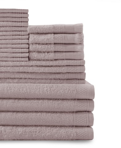 0353624340 100 Percent Cotton Complete 24 Piece Towel Set - Rose Dust