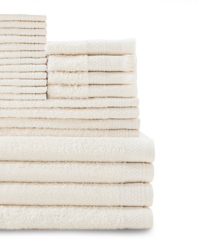 0353624360 100 Percent Cotton Complete 24 Piece Towel Set - Ivory