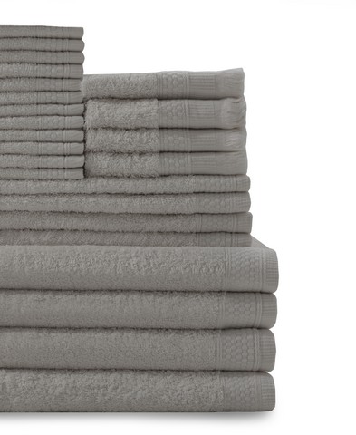 0353624390 100 Percent Cotton Complete 24 Piece Towel Set - Graphite Grey