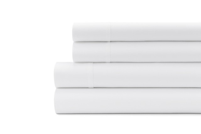 0361129280 300 Thread Count Solid Sateen Sheet Set Queen - White