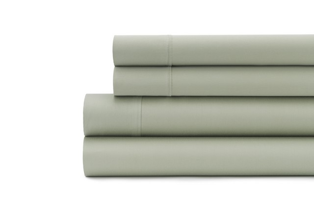 Signet 300 Thread Count Solid Sateen Sheet Set, Sage - Twin Size
