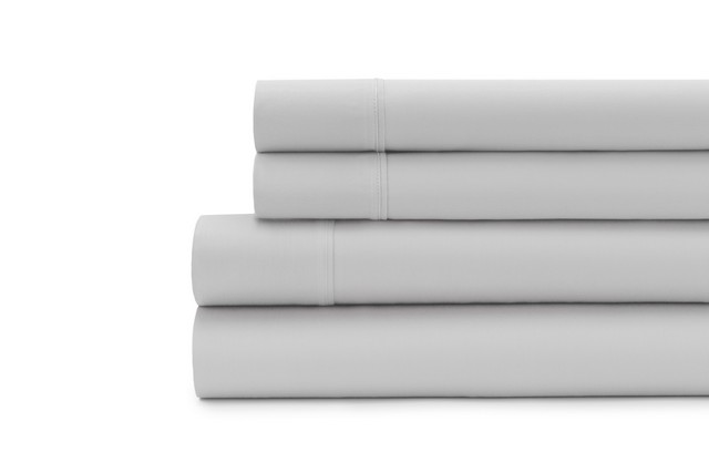 0361129570 300 Thread Count Solid Sateen Sheet Set Silver - King