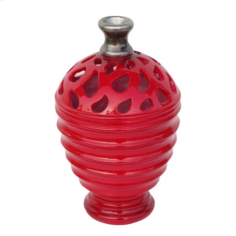9.5 In. Cardinal Red & Gray Decorative Outdoor Patio Cutout Vase