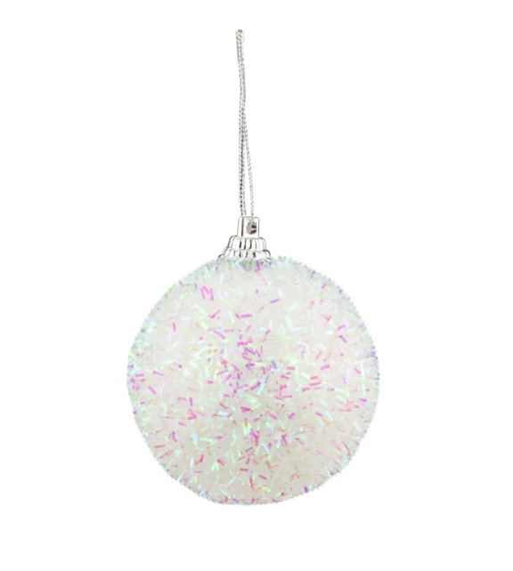 2.25 In. Decorative Iridescent Bristled Christmas Ball Ornaments White, Pink & Green - Pack Of 7