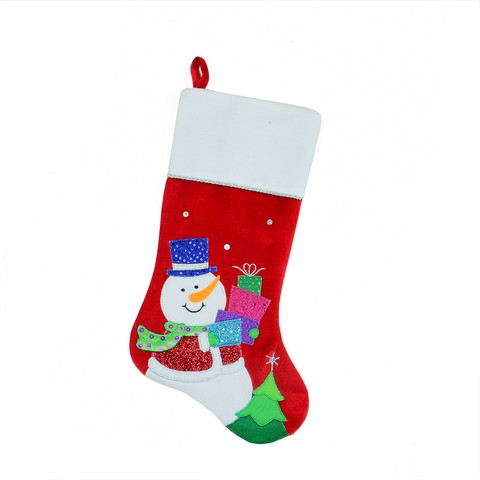 20.5 In. Embroidered & Embellished Snowman With Glitter Presents Christmas Stocking, Red & White