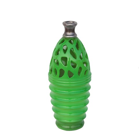 11.25 In. Lime Green & Gray Decorative Outdoor Patio Cutout Vase