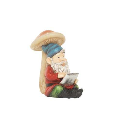 10 In. High Tech Gnome With Tablet Solar Powered Led Lighted Outdoor Patio Garden Statue