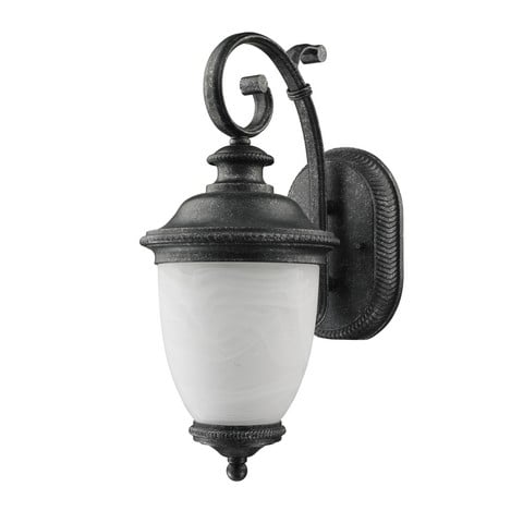 Afjbi-s Outdoor Wall Fixtures In Dark Slate With White Frost Glass, Pack Of 2
