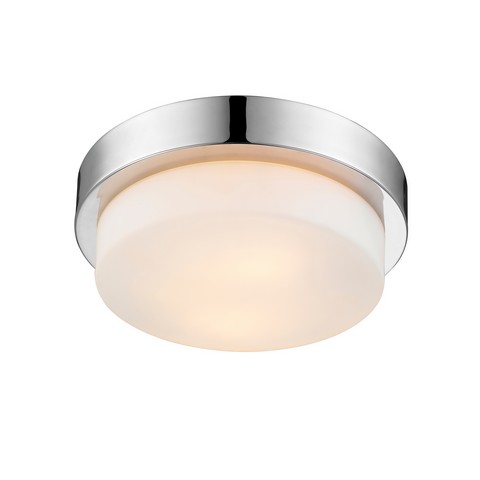 1270-11 Ch Small Multi-family Flush Mount In Chrome With Opal Glass