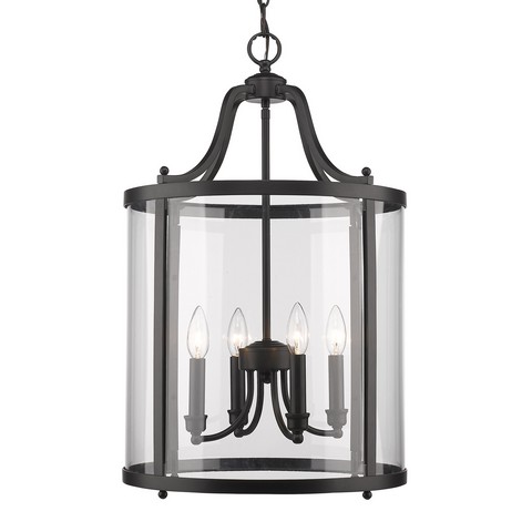 1157-4p Blk Payton 4 Light Pendant In Black With Clear Glass