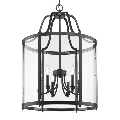 1157-6p Blk Payton 6 Light Pendant In Black With Clear Glass