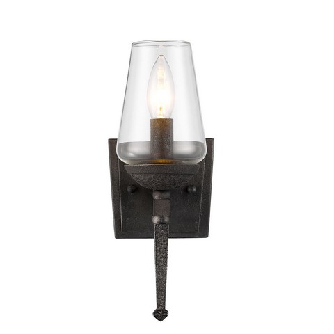 1208-1w Dni Marcellis 1 Light Wall Sconce In Dark Natural Iron With Clear Glass