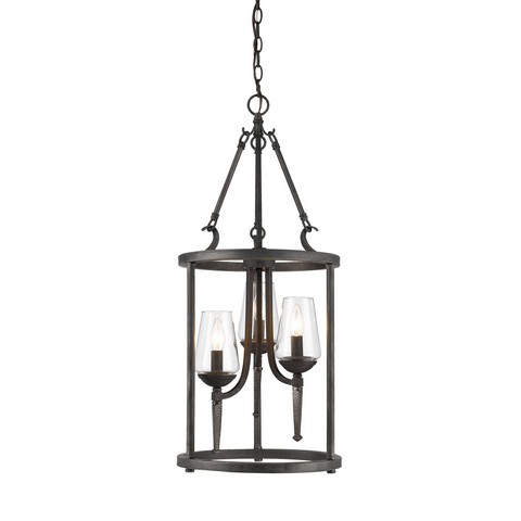 1208-3p Dni Marcellis 3 Light Pendant In Dark Natural Iron With Clear Glass