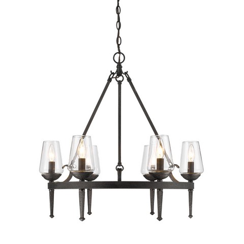 1208-6 Dni Marcellis 6 Light Chandelier In Dark Natural Iron With Clear Glass