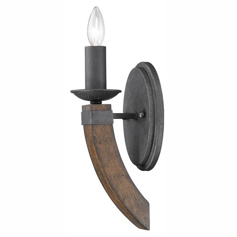 1821-1w Bi Madera 1 Light Wall Sconce Torchiere In Black Iron Finish