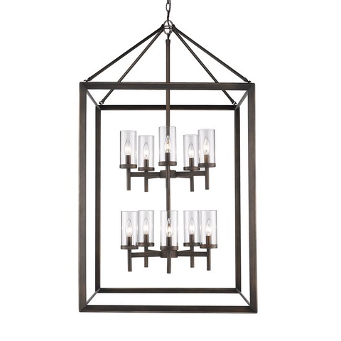 2073-10p Gmt-clr Smyth 10 Light Pendant In Gunmetal Bronze With Clear Glass