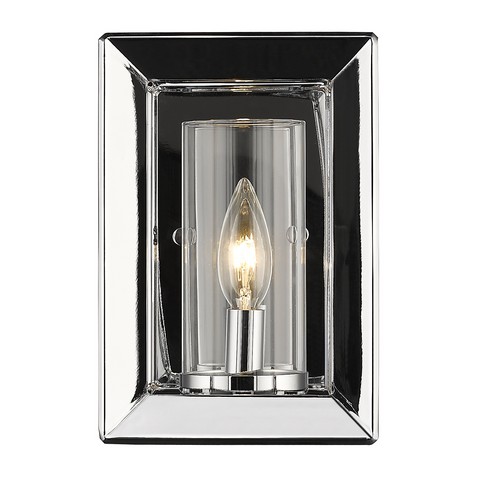 2074-1w Ch-clr Smyth 1 Light Wall Sconce In Chrome With Clear Glass