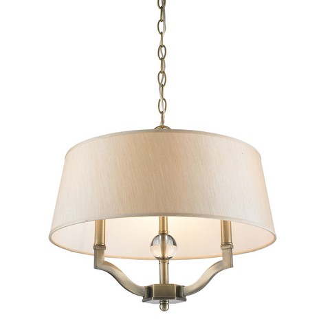 3500-sf Ab-pmt Waverly Semi-flush Convertible In Aged Brass With Silken Parchment Shade