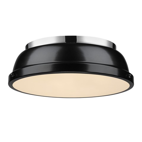 3602-14 Ch-bk Duncan 14 In. Flush Mount In Chrome With Black Shade