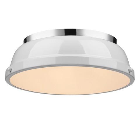 3602-14 Ch-wh Duncan 14 In. Flush Mount In Chrome With White Shade