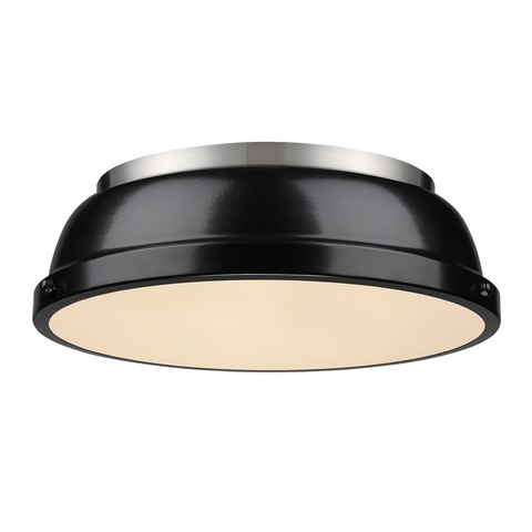 3602-14 Pw-bk Duncan 14 In. Flush Mount In Pewter With Black Shade