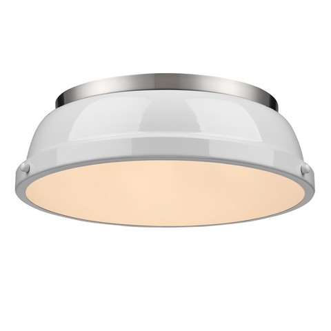 3602-14 Pw-wh Duncan 14 In. Flush Mount In Pewter With White Shade