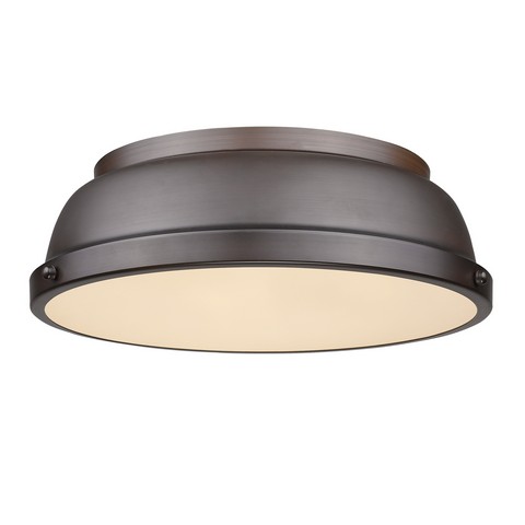 3602-14 Rbz-rbz Duncan 14 In. Flush Mount In Rubbed Bronze With Rubbed Bronze Shade