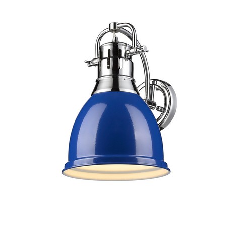 3602-1w Ch-be Duncan 1 Light Wall Sconce In Chrome With Blue Shade