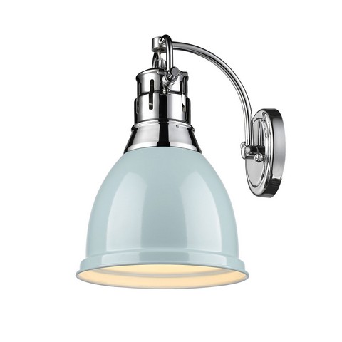 3602-1w Ch-sf Duncan 1 Light Wall Sconce In Chrome With Seafoam Shade