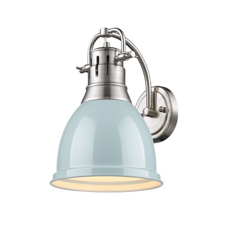 3602-1w Pw-sf Duncan 1 Light Wall Sconce In Pewter With Seafoam Shade