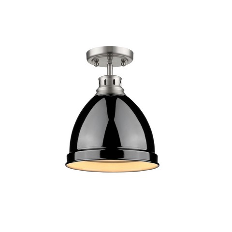 3602-fm Pw-bk Duncan Flush Mount In Pewter With Black Shade
