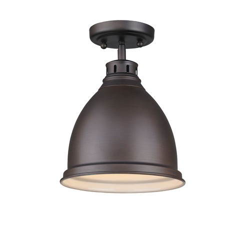 3602-fm Rbz-rbz Duncan Flush Mount In Rubbed Bronze With Rubbed Bronze Shade