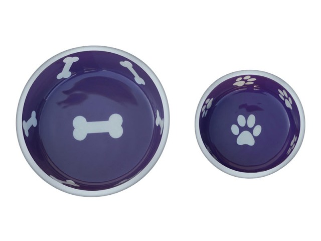 Super Max 800302 Medium Cat Or Dog Bowls,violet - Set Of 2