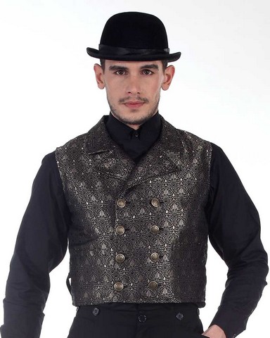 C1286 Black Double-breasted Cavalier Vest, Extra Large